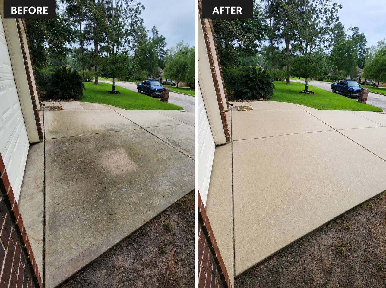 Driveway Pressure Wash before and after